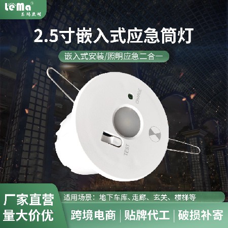 Factory direct supply of 2.5-inch LED emergency downlight, staircase, corridor, porch, balcony, embedded 2W emergency light wholesale