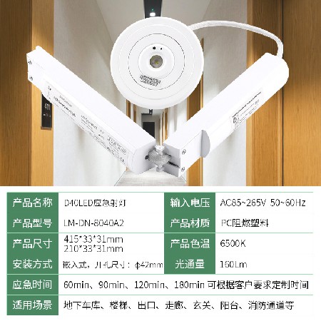 消防通道led嵌入式应急灯天花筒灯射灯2W停电紧急照明IP40批发