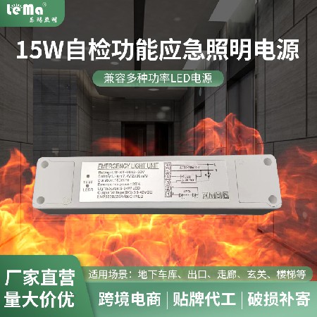 Manufacturer's 15W self inspection emergency lighting power adapter is compatible with multiple power LED power supplies for fire emergency devices