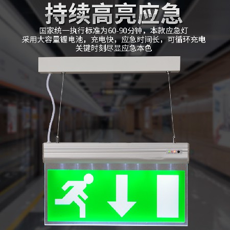 Acrylic safety exit indicator light, LED suspended wire emergency sign light, emergency hanging sign light wholesale